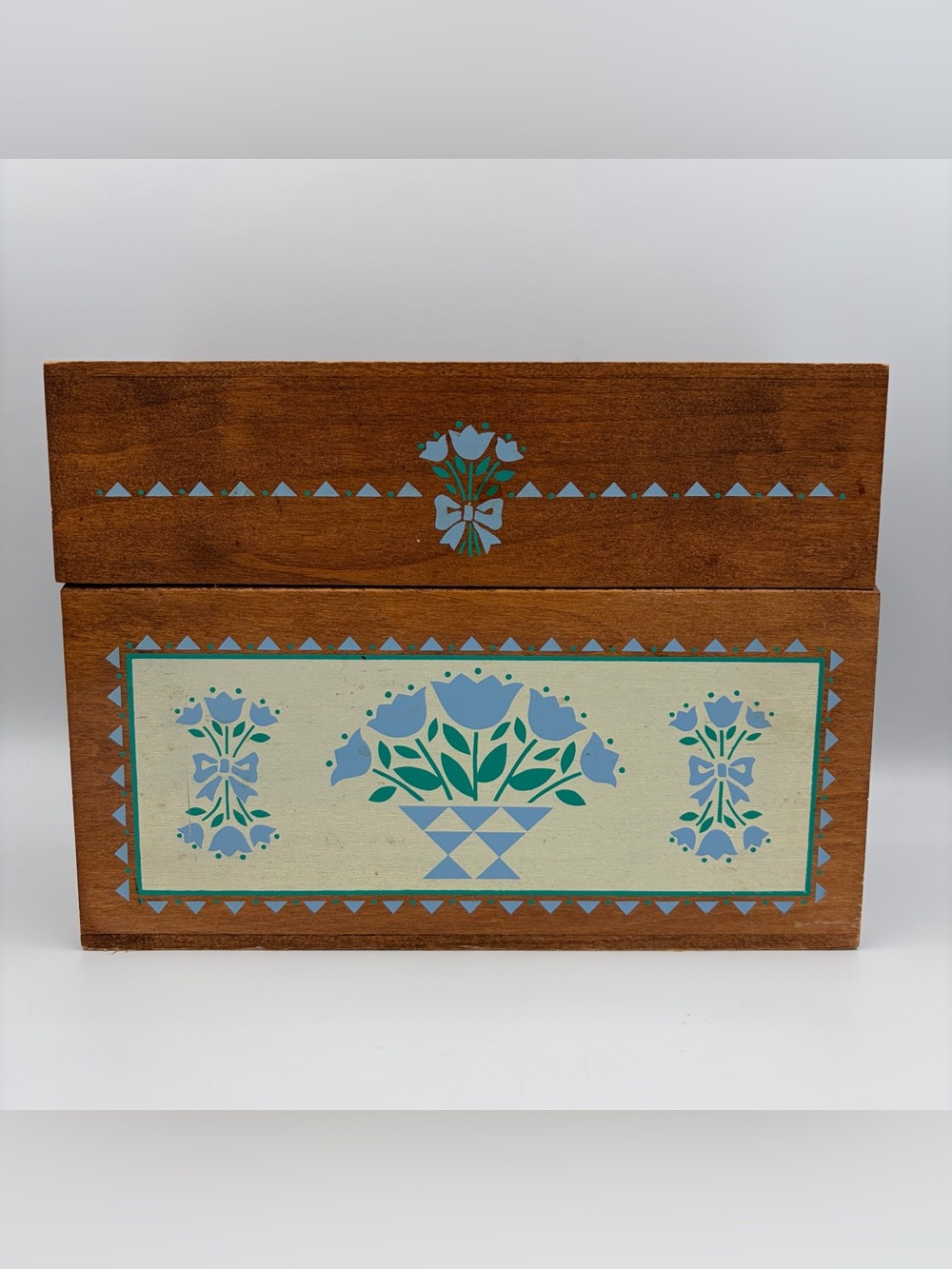 VTG AMERICAN GREETINGS The Country Home Wooden Card Organizer Box Cottagecore